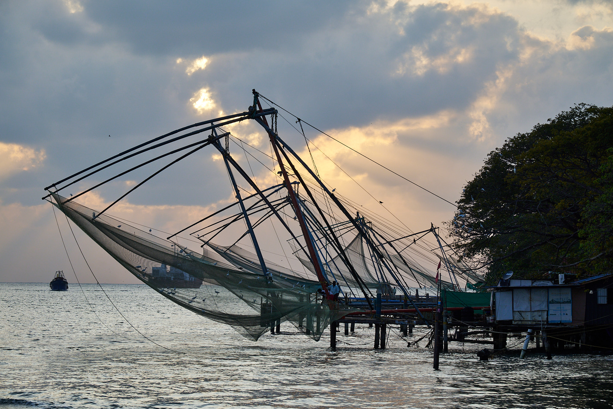 Chinese Fishing Nets at Sunset